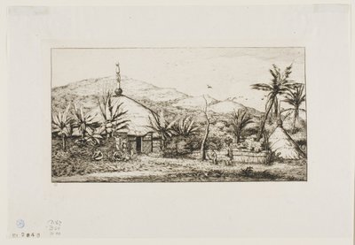 Neukaledonien: Große einheimische Hütte an der Straße von Balade nach Puépo, 1845 von Charles Meryon