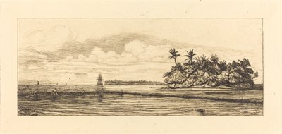 Ozeanien, Inseln bei Uvea (Wallis); Fischen mit Palmen, 1845 von Charles Meryon