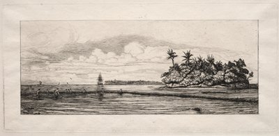 Ozeanien: Angeln in der Nähe von Inseln mit Palmen in der Uea- oder Wallis-Gruppe, 1863 von Charles Meryon