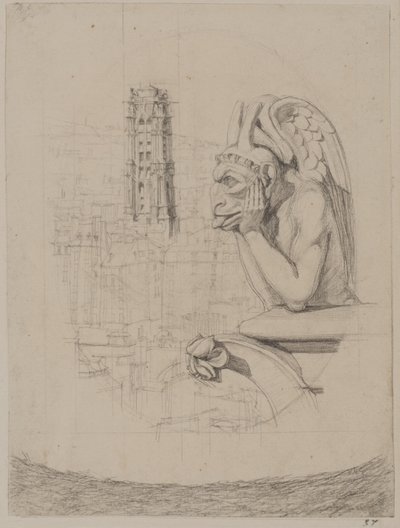Studie zu „Le Stryge“: Die Chimäre und der Turm von Saint-Jacques von Charles Meryon