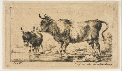 Die Kuh und der Esel von Charles Meryon