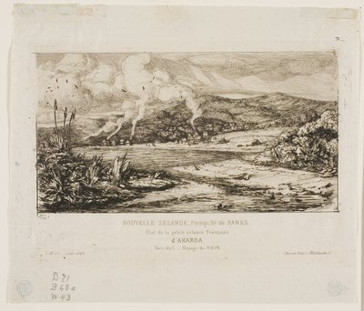 Die kleine französische Kolonie in Akaroa, 1845 von Charles Meryon