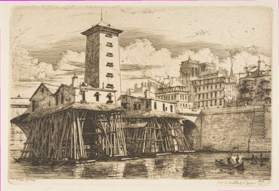 Die Nôtre-Dame-Pumpe, Paris von Charles Meryon