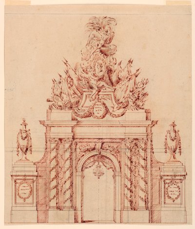 Entwurf für eine gemalte Dekoration zu Ehren eines französischen Generals, der Gouverneur eines Kronprinzen war von Charles Nicolas Cochin the younger