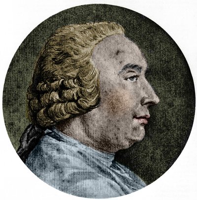 Porträt von David Hume, schottischer Philosoph (1711 bis 1776). Zeichnung von Charles-Nicolas Cochin Jr. von Charles Nicolas II Cochin