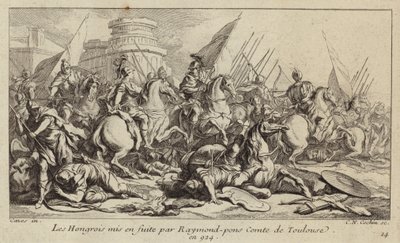 Die ungarische Armee wird von Raymond Pons, Graf von Toulouse, 924 in die Flucht geschlagen von Charles Nicolas II Cochin