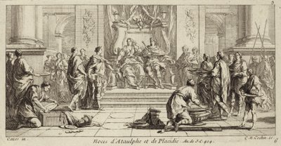 Hochzeit von Galla Placidia und Ataulf, König der Westgoten, Narbonne, 414 (Gravur) von Charles Nicolas II Cochin