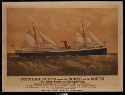 Beliebte Route zwischen dem Norden und dem Süden über New York und Savannah, Ocean Steamship Company of Savannah... City of Augusta... von Charles Parsons