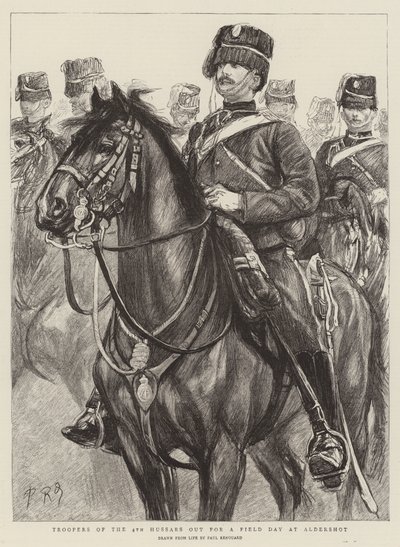 Soldaten des 4. Husarenregiments bei einem Feldtag in Aldershot von Charles Paul Renouard