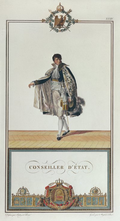 Uniform des Staatsrats für die Krönung Napoleons, 1804 (Farbstich) von Charles Percier