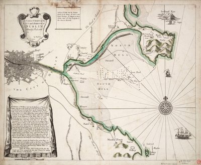 Eine korrekte Karte der Stadt und des Hafens von Dublin, Irland von Charles Price