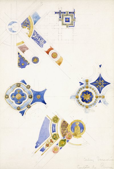 Certosa di Pavia, Studien der Deckendekoration, 1891 von Charles Rennie Mackintosh