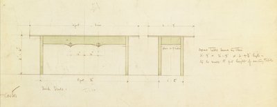 Entwurf für einen Esstisch und einen kleinen Tisch von Charles Rennie Mackintosh