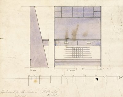Entwurf für ein Waschbecken, in Seiten- und Vorderansicht gezeigt, 1904 von Charles Rennie Mackintosh