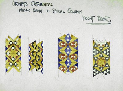 Orvieto Kathedrale, Mosaikbänder in Spiralsäule, Vordertür, 1891 von Charles Rennie Mackintosh