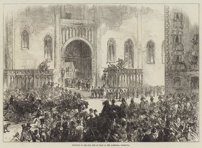 Empfang des neuen Königs von Spanien in der Kathedrale von Barcelona von Sir John Charles Robinson
