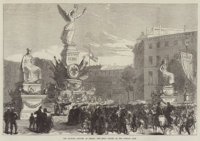Der militärische Triumph in Berlin, die Sedan-Trophäe am Potsdamer Tor von Sir John Charles Robinson