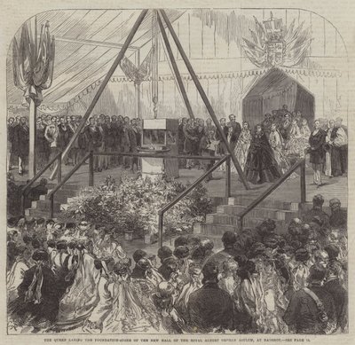 Die Königin legt den Grundstein für die neue Halle des Royal Albert Orphan Asylum in Bagshot von Sir John Charles Robinson
