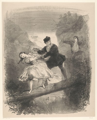 Ballettszene mit Mann und Frau über Abgrund von Charles Rochussen