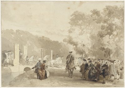 Kutsche des Prinzen, die von der Auffahrt von Huis ten Bosch fährt von Charles Rochussen