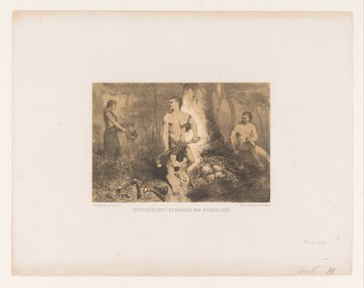 Männer, Frau und Kind im Wald von Charles Rochussen