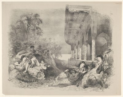 Szene aus einem Theaterstück mit orientalischen Frauen von Charles Rochussen