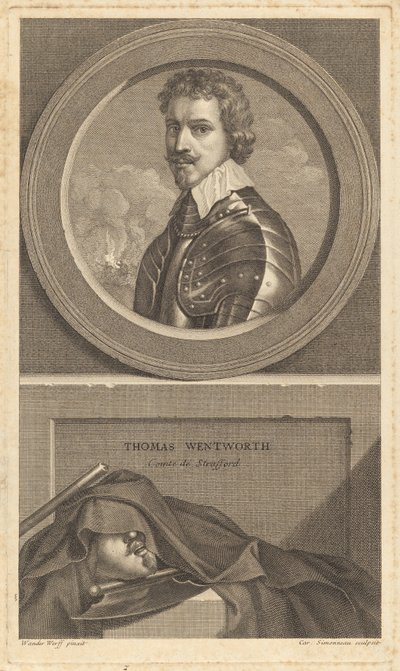Thomas Wentworth, Graf von Strafford von Charles Simonneau after Adriaen van der Werff after Sir Anthony van Dyck