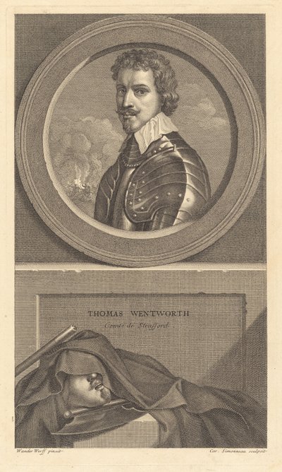 Thomas Wentworth, Earl of Strafford von Charles Simonneau after Adriaen van der Werff after Sir Anthony van Dyck