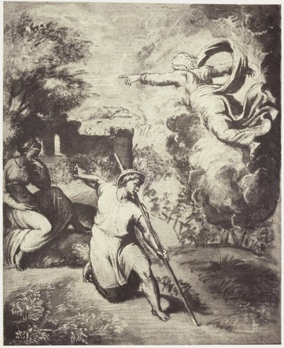 Fotoreproduktion einer Zeichnung von Raffael, Vertreibung von Adam und Eva aus dem Paradies von Charles Thurston Thompson