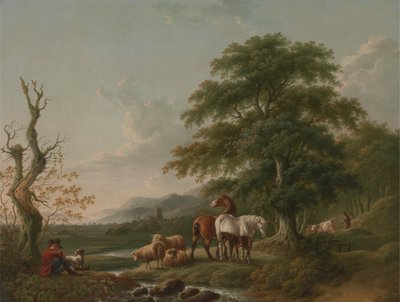 Landschaft mit einem Schäfer von Charles Towne