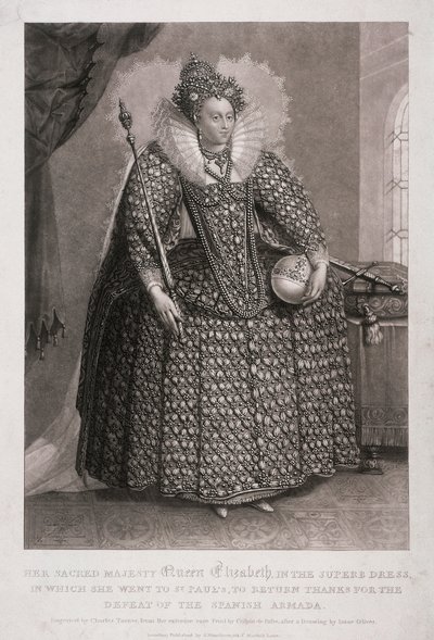 Königin Elizabeth I. mit Zepter und Reichsapfel von Charles Turner