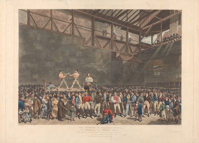 Das Innere des Fives Court, mit Randall und Turner beim Sparring von Charles Turner