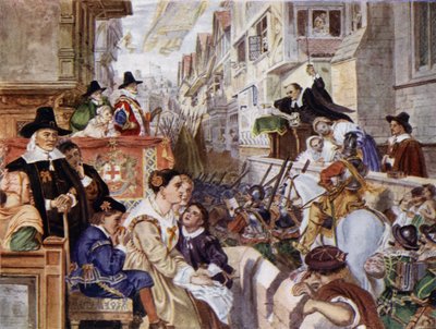 Londons Soldaten kämpfen auf der Seite der Parlamentarier gegen König Karl I. im Englischen Bürgerkrieg von Charles West (after) Cope