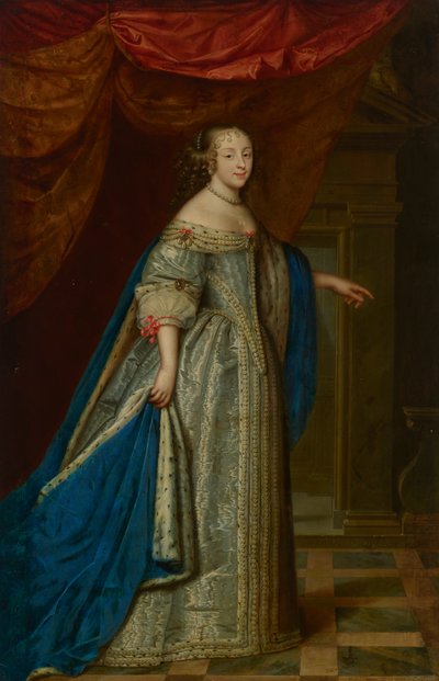Porträt einer Frau, ganzfigur, traditionell als Henrietta Maria, Königin von England, identifiziert von Charles and Henri (1603 77) Beaubrun