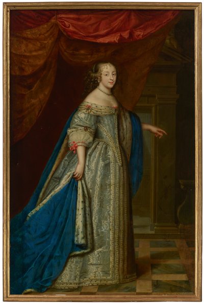 Porträt einer Frau, ganzfigur, traditionell identifiziert als Henrietta Maria, Königin von England von Charles and Henri (1603 77) Beaubrun