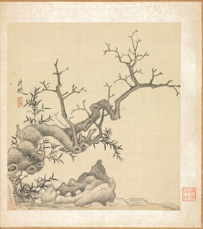 Felsen, alter Baum und Bambus von Chen Hongshou