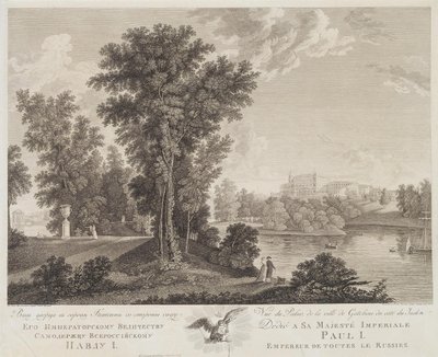 Ansicht des Palastes in Gattschina vom Park aus, 1799-1800 von Chessky
