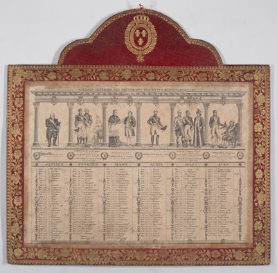 Französischer Kalender für das Jahr 1816 Galerie Generale des Souverains des Etats Européens von Chevalier Henry Guillot