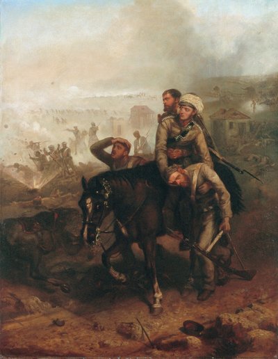 Leutnant William George Cubitt (1835-1903) verdient das Victoria-Kreuz in Lucknow während des indischen Aufstands am 30. Juni 1857, ca. 1860 von Chevalier Louis William Desanges
