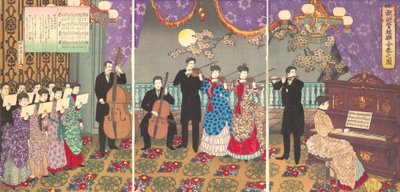 Konzert europäischer Musik Oshu kangengaku gasso no zu, 1889 von Chikanobu Yoshu