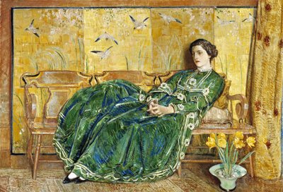 April: (Das grüne Kleid) von Childe Hassam