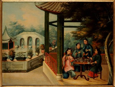 Eine chinesische Gartenszene mit Damen beim Tee, Mitte des 19. Jahrhunderts von Chinese School