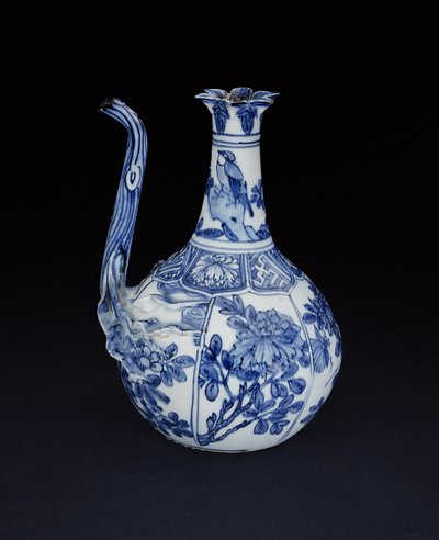 Blau-weiße Kraak-Granatapfelkanne mit Vögeln und Blumen, Wanli, 1580-1600 (Porzellan) von Chinese School