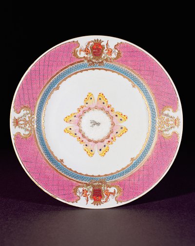 Essteller in Famille Rose bemalt mit den Wappen der Grimaldi di Castro, Yongzheng-Periode (1723-35) um 1735 von Chinese School