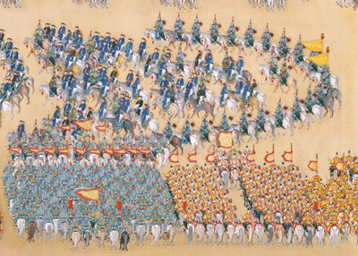 Kaiser Qianlongs Überprüfung der großen Truppenparade, Handrolle von Chinese School