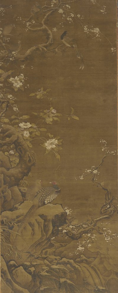 Fasane und schneebedeckte Pflaumenblüten, Ming- oder Qing-Dynastie, 15.-18. Jahrhundert von Chinese School