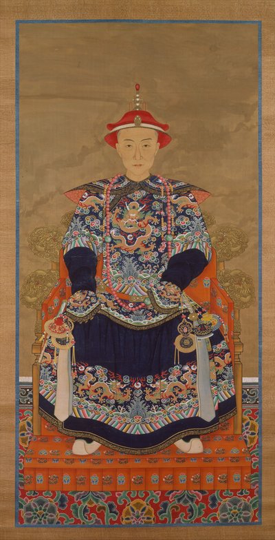 Porträt des Qianlong-Kaisers als junger Mann, Hängende Schriftrolle von Chinese School