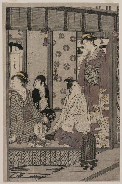 Prunkwinde (aus der Serie Die Geschichte von Genji in eleganter moderner Kleidung) von Chobunsai Eishi
