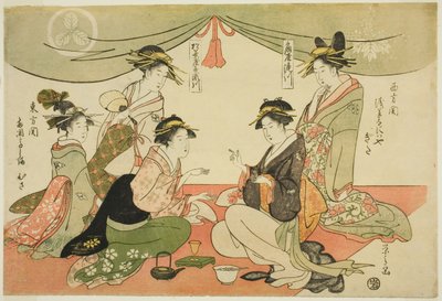 Naniwaya Okita und Takashima Ohisa spielen ein Spiel von Ken von Chobunsai Eishi