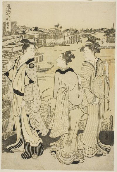 Ono no Komachi im Seki-Tempel, aus der Serie Die modischen sieben Komachi von Chobunsai Eishi